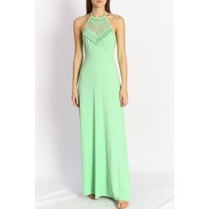 JCPenney Dress Womens Size 9 Light Green Vintage Maxi Halter Neck Boho Chic